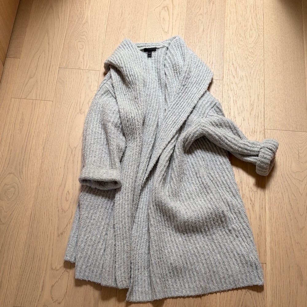 J. Crew Light Gray Ribbed Open-Front Cardigan Coat